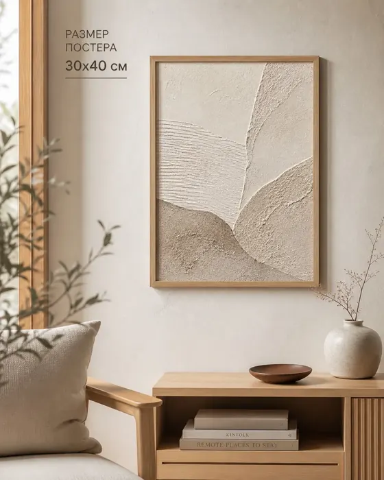 Фактурный бежевый постер 30×40 — картина на холсте